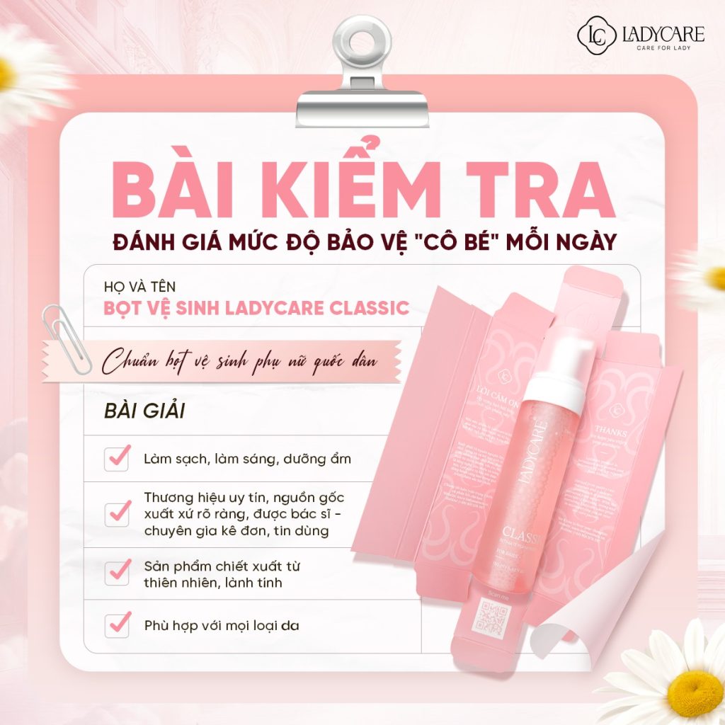 Bọt vệ sinh Ladycare Classic giúp nàng chăm vùng kín luôn sạch sẽ mỗi ngày. 